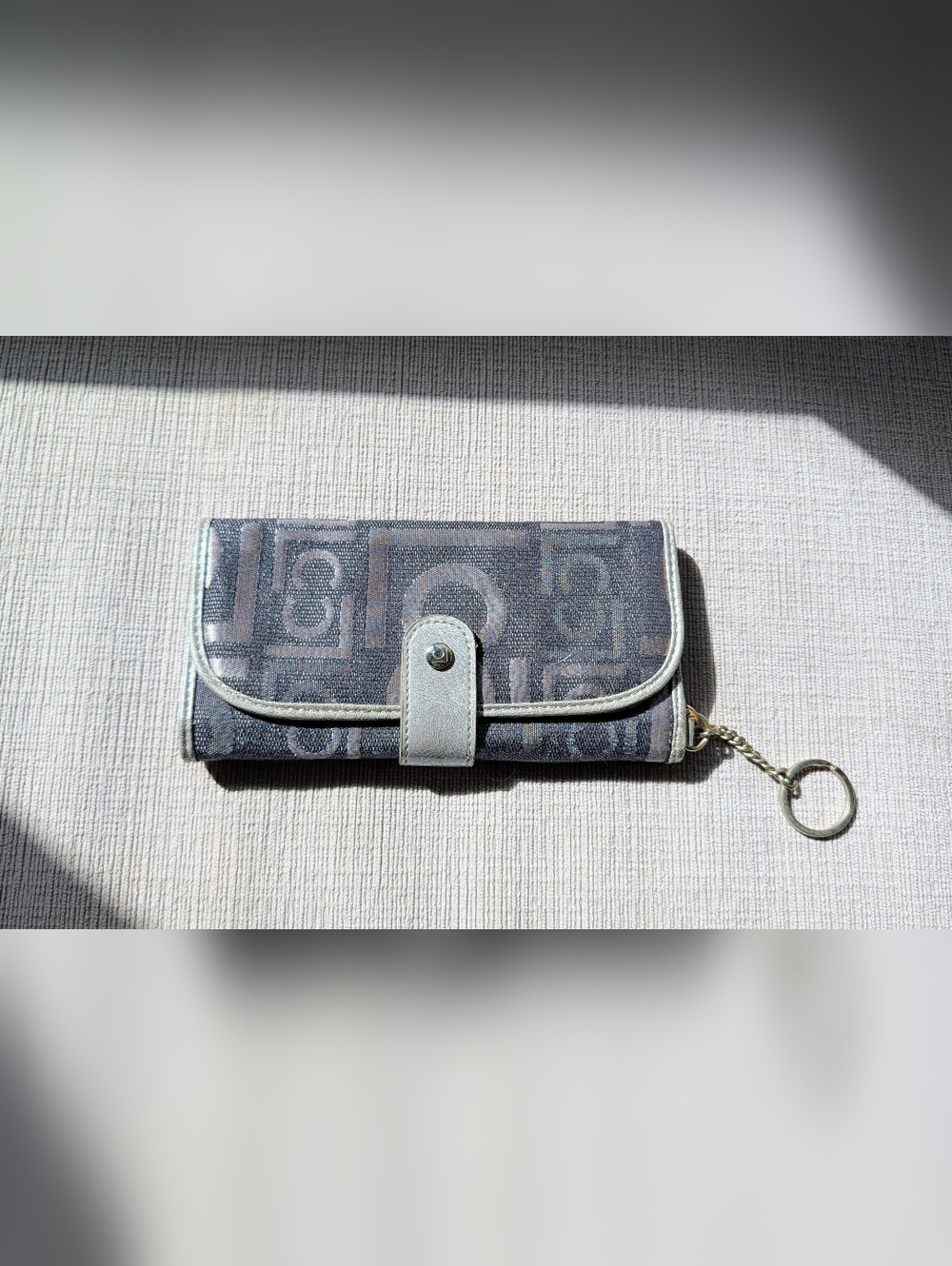 Grey Monogram Wallet with Keyring